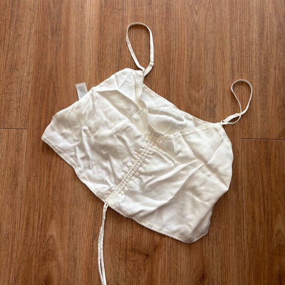 Aerie Sleeveless Front Tie Cropped Tank Top White NWT Women’s Size L - Picture 1 of 6
